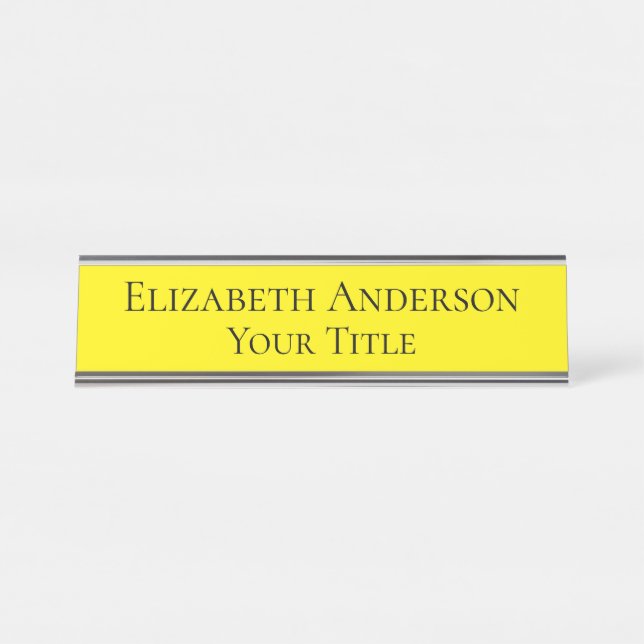 Mesa Placa de nome amarelo simples (Frente)