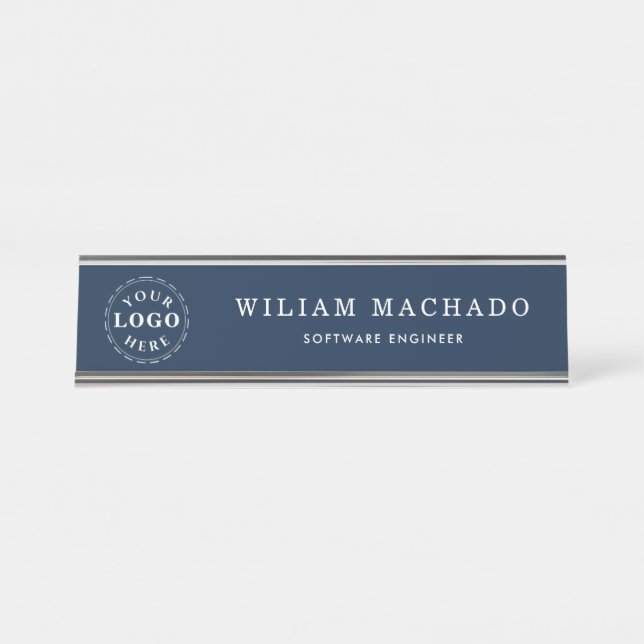 Mesa Placa de Nome Azul Marinho Profissional para Engen (Frente)