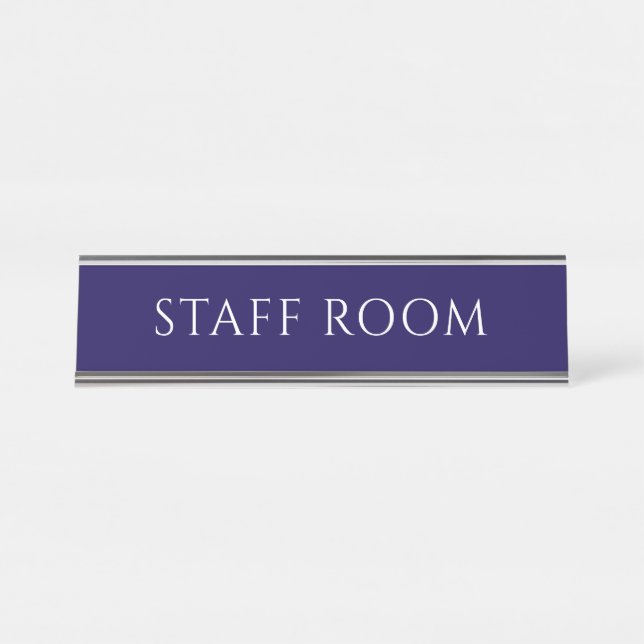 Mesa Placa de Nome da Sala de Funcionários Azul Elegant (Frente)