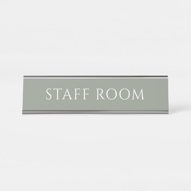 Mesa Placa de Nome da Sala de Funcionários em Verde Sag (Frente)
