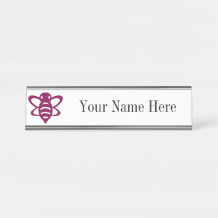 Mesa Placa de nome de abelha magenta