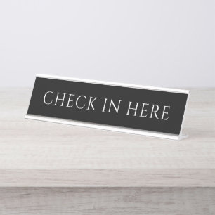 Mesa Placa de Nome de Check-in Preto Elegante