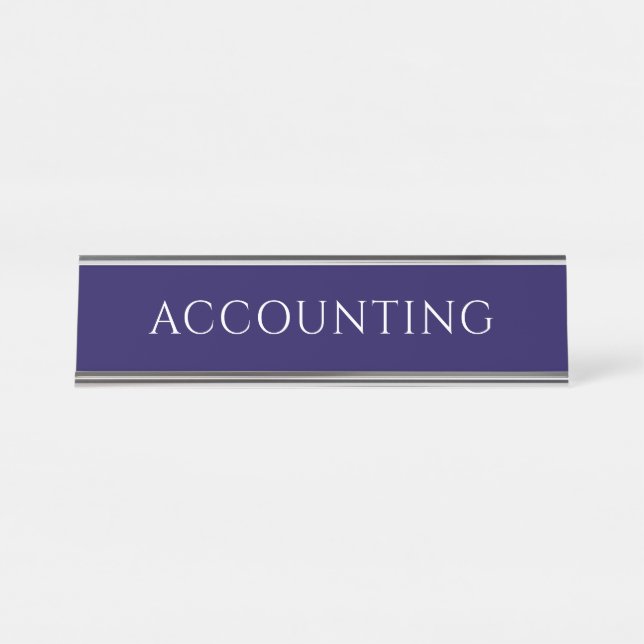 Mesa Placa de Nome de Escritório de Contabilidade Azul  (Frente)