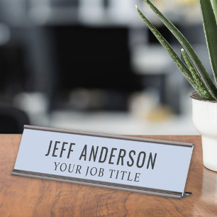 Mesa Placa de Nome de Funcionário de Escritório Azul Ch