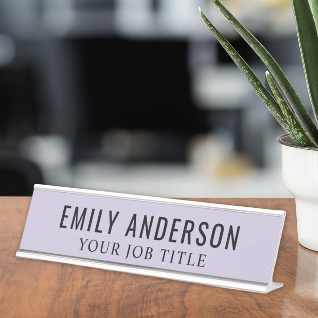 Mesa Placa de Nome de Funcionário de Escritório Lavanda (Criador carregado)