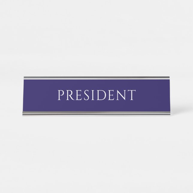 Mesa Placa de Nome de Presidente Azul Elegante (Frente)