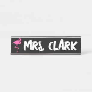 Mesa Placa de Nome de Professor Personalizada FLAMINGO