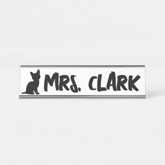 Mesa Placa de nome de professor personalizado CAT DESK (Frente)