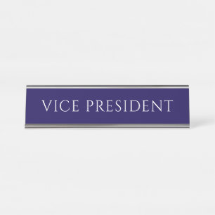 Mesa Placa de Nome do Vice-Presidente Azul Elegante