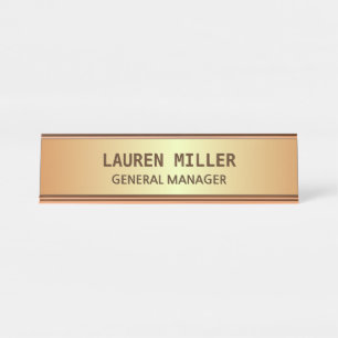 Mesa Placa de Nome Dourada Elegante