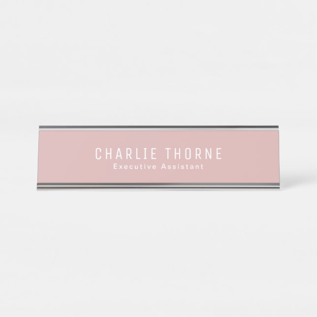Mesa Placa de nome Dourado para Rosa personalizado para (Frente)