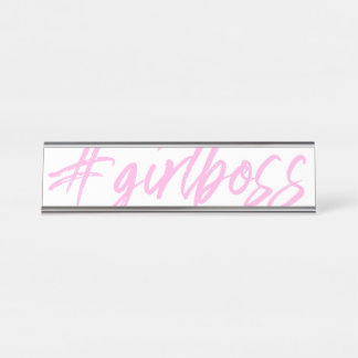 Mesa Placa de Nome #Girlboss – Letrero Divertido para E