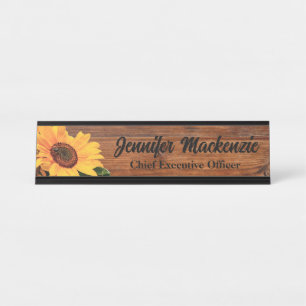 Mesa Placa de Nome Moderna Grão de Madeira Sinal de Mes