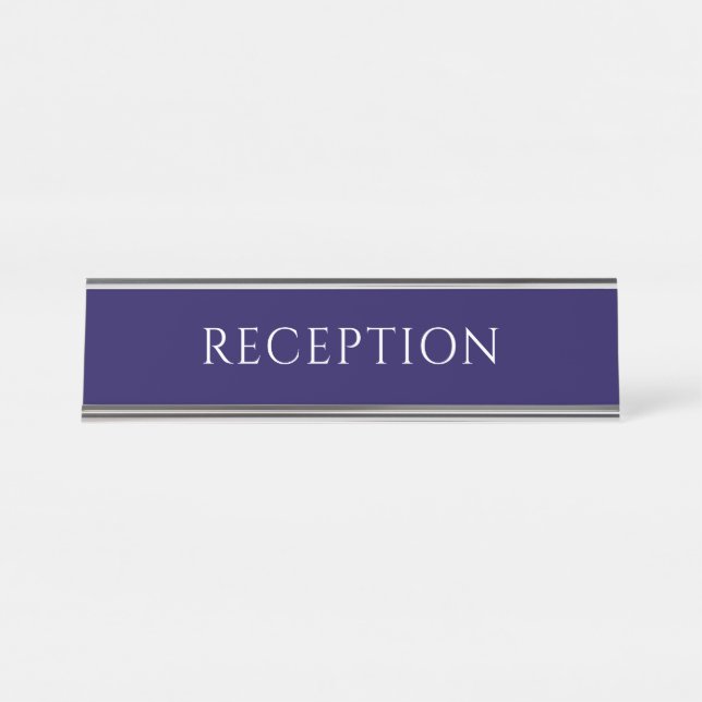 Mesa Placa de Nome para Balcão de Recepção Azul Elegant (Frente)