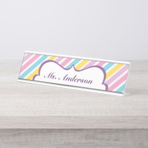 Mesa Placa de nome personalizado do professor strips