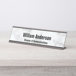Mesa Placa de Nome Profissional Falso Mármore Branco Ca