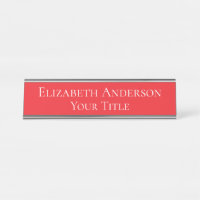 Placa de nome vermelho simples