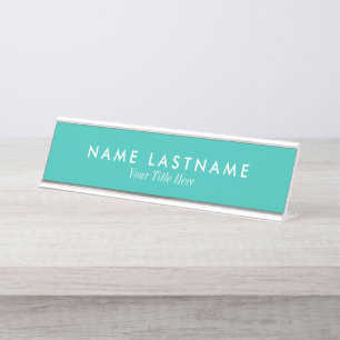 Mesa Placa de Nomes Personalizados Simples E Turquesa