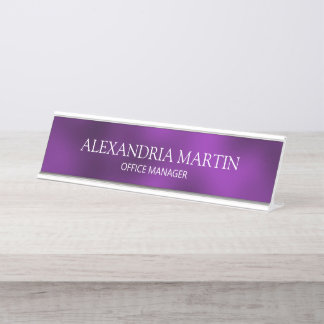Mesa Placa de Porta Nome Título de Trabalho Roxo Modern