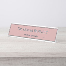 Mesa Placa Personalizada de Nome em Rosa Poeirento e Ca