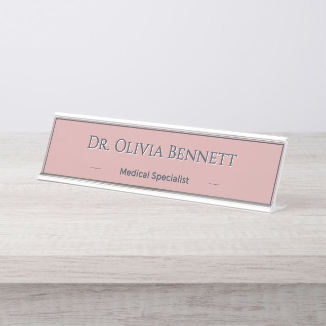 Mesa Placa Personalizada de Nome em Rosa Poeirento e Ca (Frente)