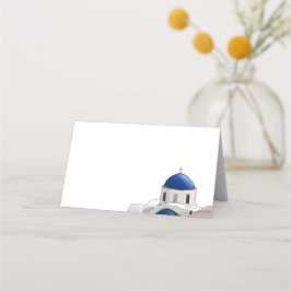 Mesa Simples cartão de lugar do Santorini Azul - Branco