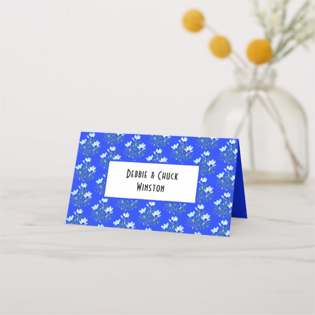 Mesa Tente de cartão de local das flores de croco (Frente)