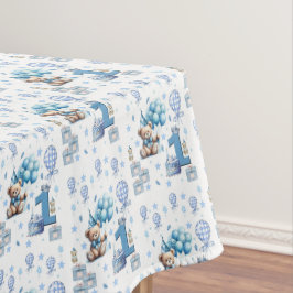 Mesa Toalha de mesa, Feliz 1º Aniversário Urso Teddy Az