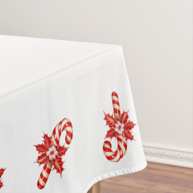 Mesa Toalha de Natal, CandyCane Vermelho e Branco (Posição Original)