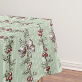 Mesa Toalha de Natal com Frutas e Laços em Verde Bela