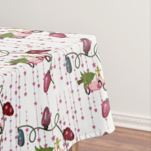 Mesa Toalha de Natal, Duende de Carro Rosa, Luzes