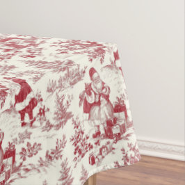 Mesa Toalha de Natal Vermelha com Papai Noel e Árvores