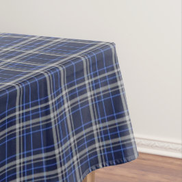 Mesa Toalha de Natal Xadrez Azul e Branco Clássico