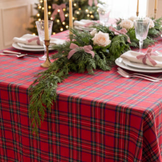 Mesa Toalha de Natal Xadrez Vermelho Clássico