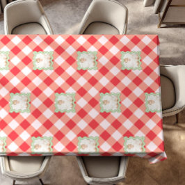 Mesa Toalha de Natal Xadrez Vermelho com Foto Personali