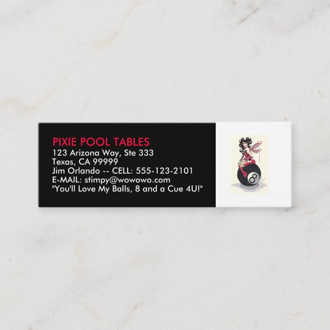 MESAS DE BILHAR & BILHAR - MODELO DE CARTÃO DE (Frente)