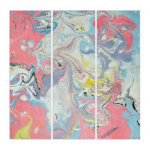 Mesmerizing Ebru Water Marbling Abstract Triptych 