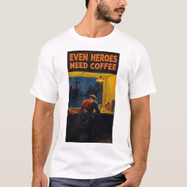 Mesmo Heróis Precisam de Café Camiseta de Pintura