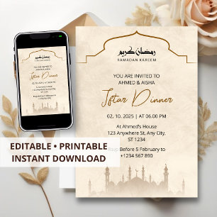 Mesquita de cor d'água ramadã de convite janto Ift