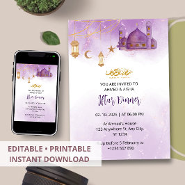 Mesquita de cor d'água ramadã de convite janto Ift