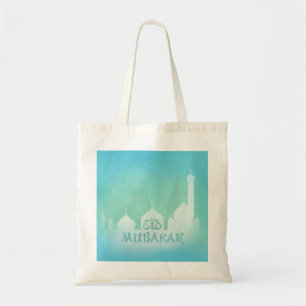 Mesquita de Eid Mubarak Blue Watercolor - Bolsa de