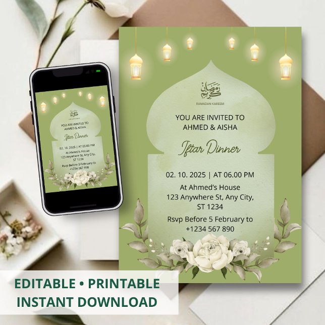 Mesquita de flores de ramadã para convite janto If (Criador carregado)