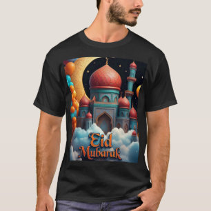 Mesquita Eid Mubarak com Camisa Balões para Homens