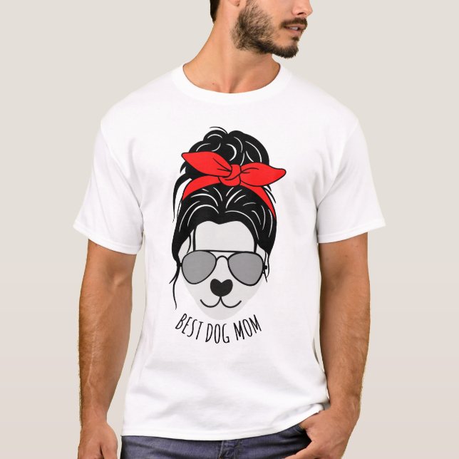 Messy Bun DOG MOM T-Shirt (Frente)