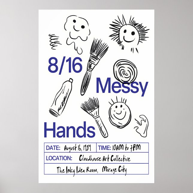 Messy Hands Poster Print Playful Brushstrokes (Frente)