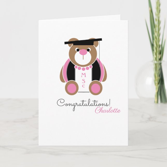 Mestrado no cartão do urso dos parabéns da ciência (Frente)