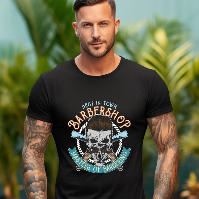 Mestre em Barbershop em Barbering T-Shirt (Criador carregado)