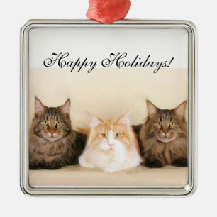 Metal Boas festas ornamento dos gatos de racum de Maine