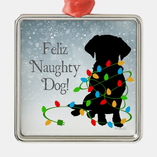 Metal CÃO IMPERTINENTE DE FELIZ! Ornamento (Frente)