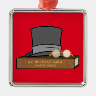 Metal Carol de Natal com Ornamento Cerâmico de Chapéu